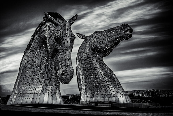 The Kelpies in Black and White Picture Board by John Frid