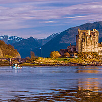 Buy canvas prints of Eilean Donan Castle and Fishing Boat by John Frid