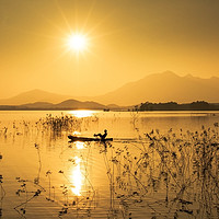 Buy canvas prints of Fishermen in Dong Mo Lake by Quoc Thang Nguyen