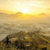 Buy canvas prints of Dawn on Hoang Su Phi district, Ha Giang, Vietnam by Quoc Thang Nguyen