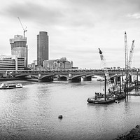 Buy canvas prints of Black & White View Down The River Thames by Michael Billingham
