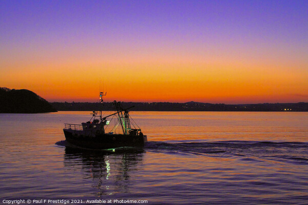 Brixham Fishing Boat at Sunset Picture Board by Paul F Prestidge