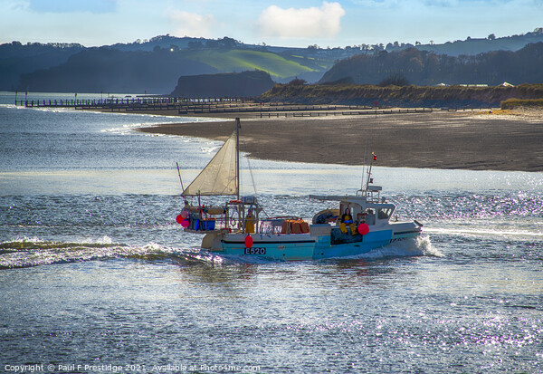 A Fishing Boat off Dawlish Warren, Devon Picture Board by Paul F Prestidge
