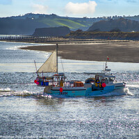 Buy canvas prints of A Fishing Boat off Dawlish Warren, Devon by Paul F Prestidge