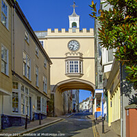Buy canvas prints of Totnes East Gate Arch and Clock Tower by Paul F Prestidge