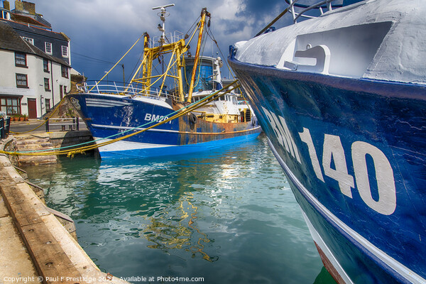 Moored Trawlers in Brixham Harbour Picture Board by Paul F Prestidge