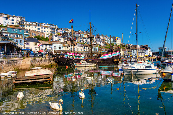 Brixham Harbour and the Golden Hind Picture Board by Paul F Prestidge