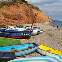 Buy canvas prints of Boats on the Beach at Sidmouth by Paul F Prestidge
