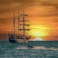 Buy canvas prints of Majestic Sunrise on Board the Atlantis Tall Ship by Paul F Prestidge