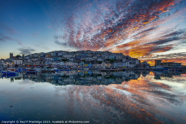 Serene Sunset Over Brixham Harbour Picture Board by Paul F Prestidge