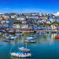 Buy canvas prints of Brixham Harbour in the Spring Panorama by Paul F Prestidge