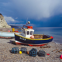 Buy canvas prints of  Beer, Devon, Fishing Boats on Beach by Paul F Prestidge