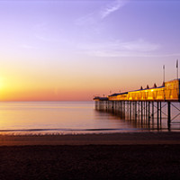 Buy canvas prints of Sunrise at Paignton Pier, Panoramic by Paul F Prestidge