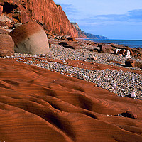 Buy canvas prints of Sidmouth Sandstone Cliffs and Rocks by Paul F Prestidge