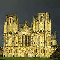 Buy canvas prints of Wells Cathedral in Storm Lighting by Paul F Prestidge