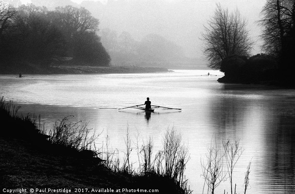 Early Morning Rowers on River Dart Picture Board by Paul F Prestidge