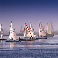 Buy canvas prints of Dinghies in the Mist in the Exe Estuary by Paul F Prestidge