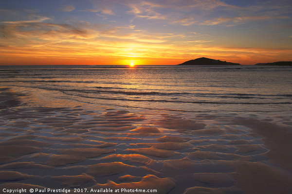 Sunset over Burgh island Picture Board by Paul F Prestidge
