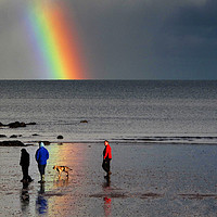 Buy canvas prints of Rainbow at Goodrington Beach by Paul F Prestidge