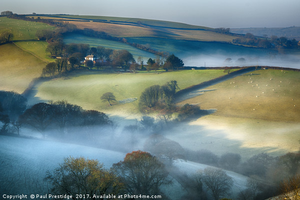 Misty Devon Landscape Picture Board by Paul F Prestidge