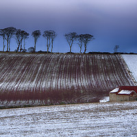 Buy canvas prints of Red Roofed Barn in Snow by Paul F Prestidge