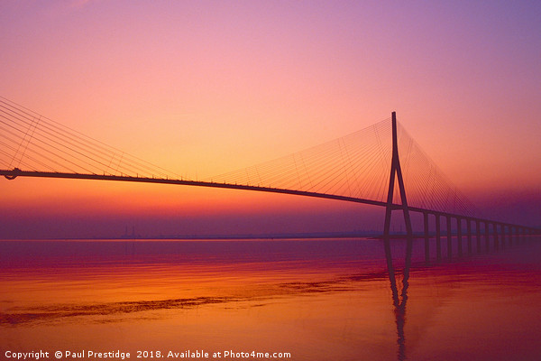 Dawn at The Pont De Normandie Picture Board by Paul F Prestidge