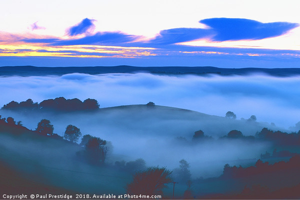 Mist in the Dart Valley Devon Picture Board by Paul F Prestidge