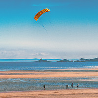 Buy canvas prints of Swansea Beach Kite Flyers by Paul F Prestidge