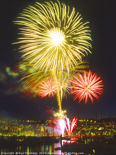 Dartmouth Regatta Fireworks Picture Board by Paul F Prestidge