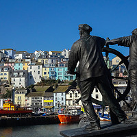 Buy canvas prints of The Man and Boy Statue in Brixham                  by Paul F Prestidge