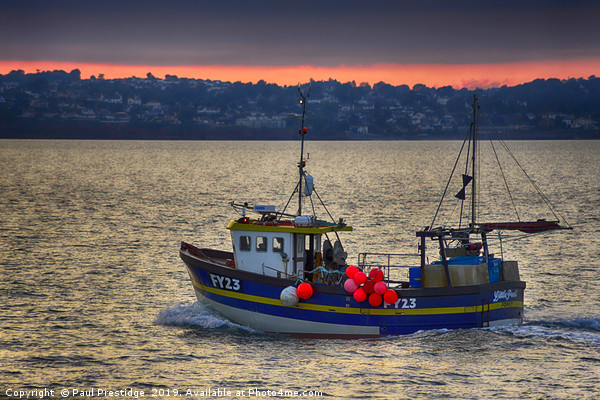 Crab Fishing Boat returning to Port Picture Board by Paul F Prestidge