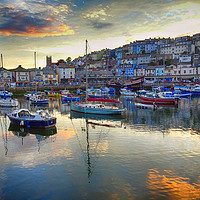 Buy canvas prints of Brixham Harbour in Late Evening        by Paul F Prestidge