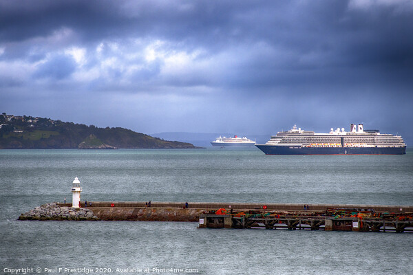 Liners at anchor in Torbay Picture Board by Paul F Prestidge
