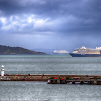 Buy canvas prints of Liners at anchor in Torbay by Paul F Prestidge