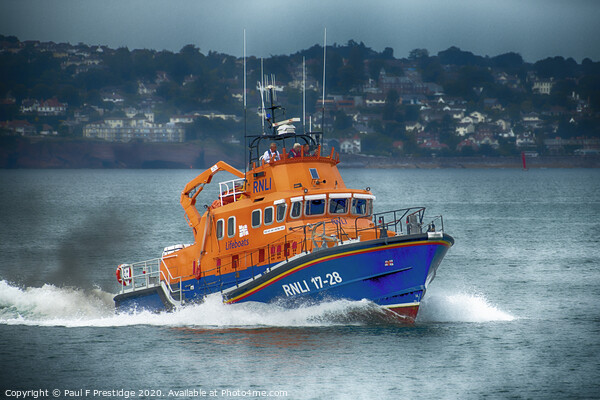 Torbay Lifeboat at speed in Torbay Picture Board by Paul F Prestidge