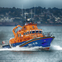 Buy canvas prints of Torbay Lifeboat at speed in Torbay by Paul F Prestidge