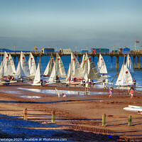 Buy canvas prints of Dinghy Launch at Teignmouth Beach by Paul F Prestidge