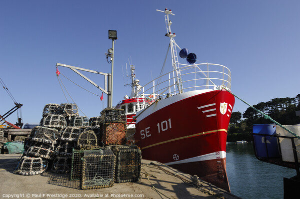 Red Fishing Boat with Pots Picture Board by Paul F Prestidge