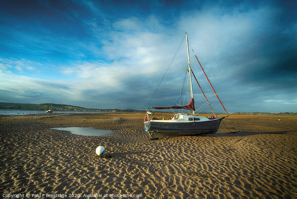 Yacht on the Sand, Exmouth Picture Board by Paul F Prestidge