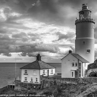 Buy canvas prints of Start Point Lighthouse and Buildings Monochrome by Paul F Prestidge