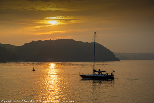 Yacht at Sunset, Brixham Picture Board by Paul F Prestidge