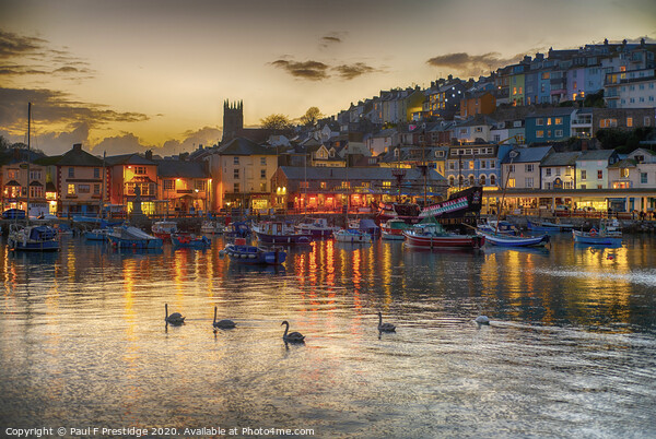 Serene Sunset at Brixham Harbour Picture Board by Paul F Prestidge