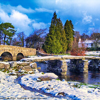 Buy canvas prints of Snowy Medieval Clapper Bridge by Paul F Prestidge
