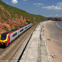 Buy canvas prints of Train Passing Dawlish Beach, Devon by Paul F Prestidge