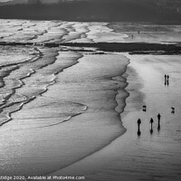 Buy canvas prints of A Walk on the Beach,  Monochrome by Paul F Prestidge