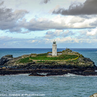 Buy canvas prints of Godrevey Lighthouse Cornwall Panorama by Paul F Prestidge