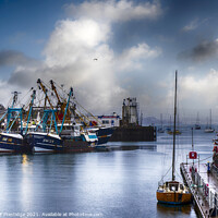 Buy canvas prints of A Wet day at Brixham Harbour  by Paul F Prestidge