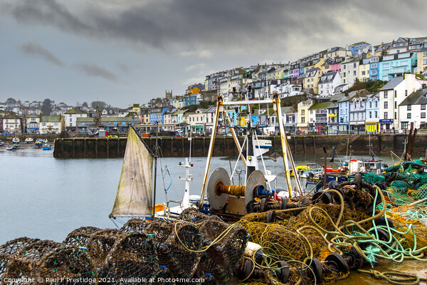 Pots and Nets at Brixham Harbour Picture Board by Paul F Prestidge