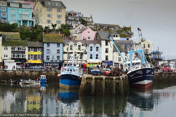 Brixham Middle Quay  Painterly Effect Impression   Picture Board by Paul F Prestidge