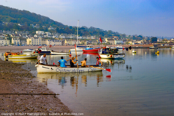 Teignmouth Town Beach with Rowers, Devon Picture Board by Paul F Prestidge
